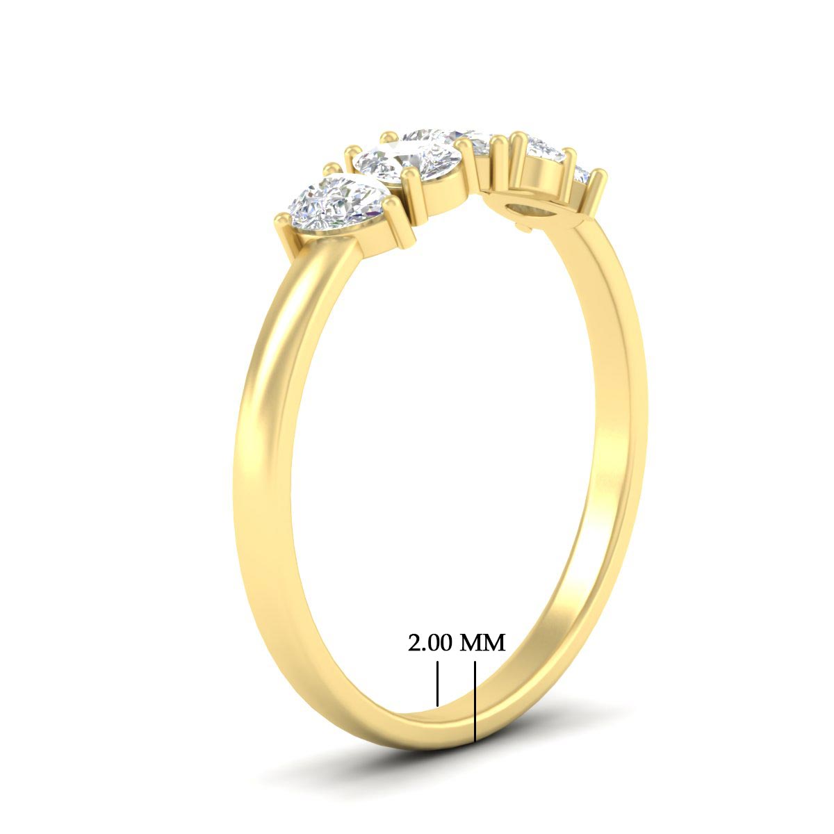 0.75 Carat 5 Stone Wedding Band Diamond Teardrop