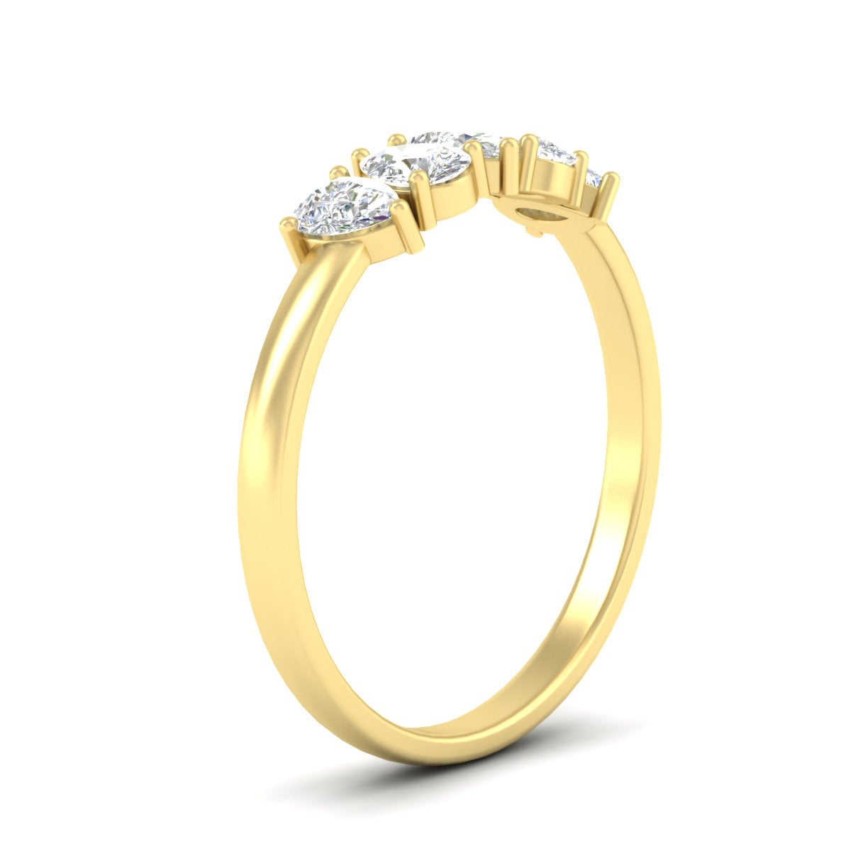 0.75 Carat 5 Stone Wedding Band Diamond Teardrop