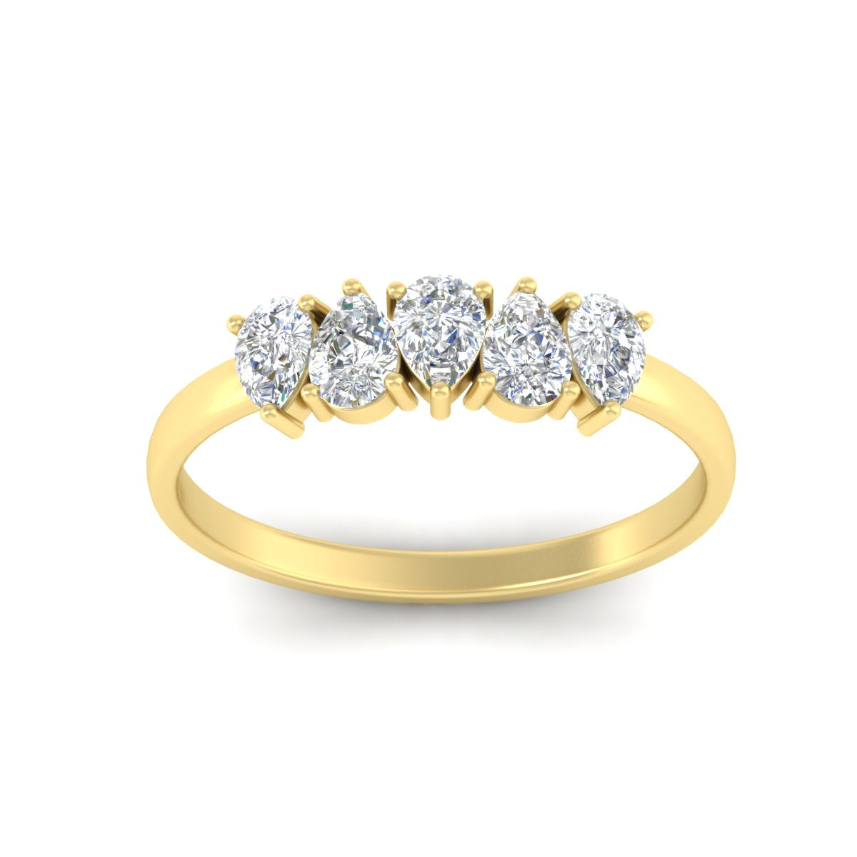 0.75 Carat 5 Stone Wedding Band Diamond Teardrop