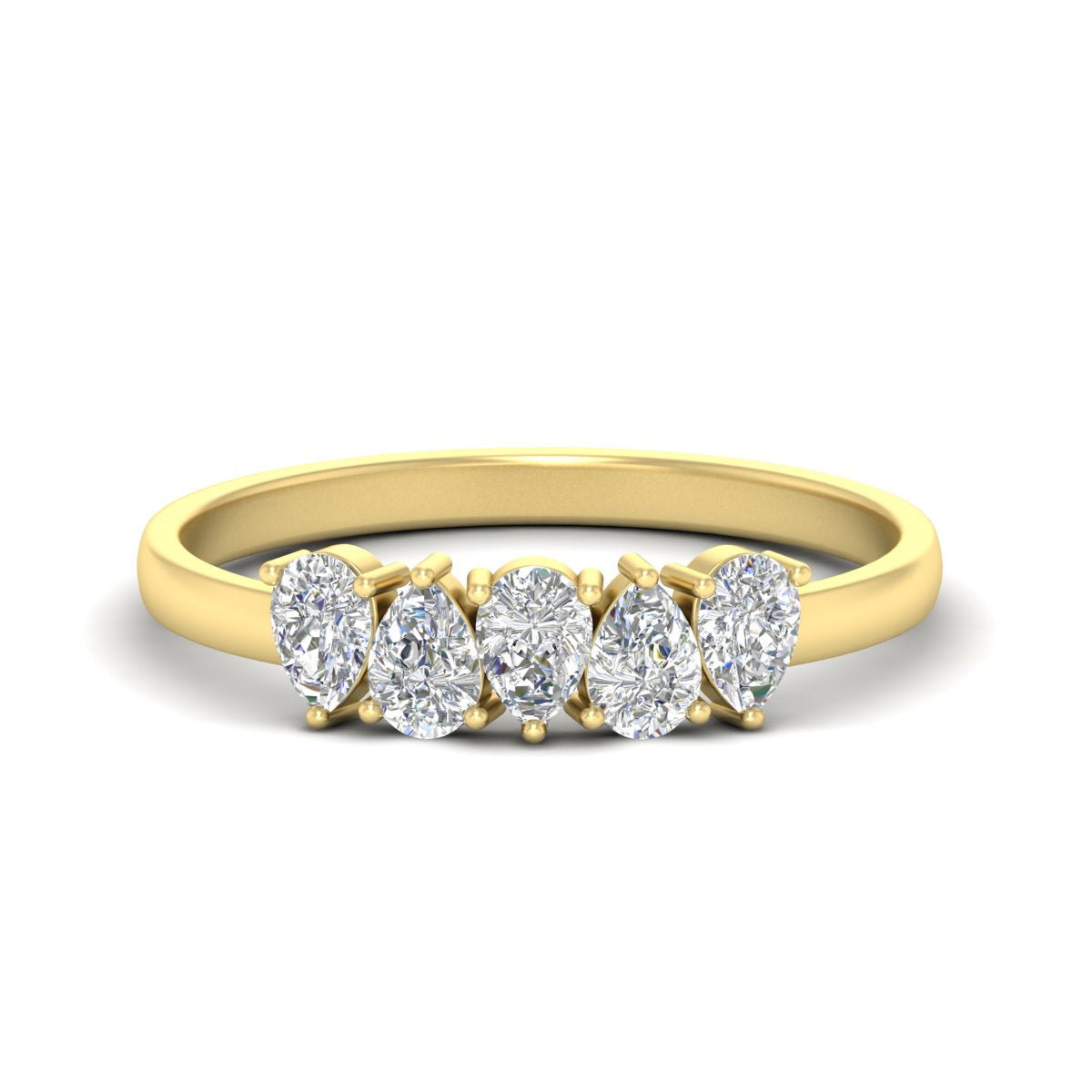 0.75 Carat 5 Stone Wedding Band Diamond Teardrop
