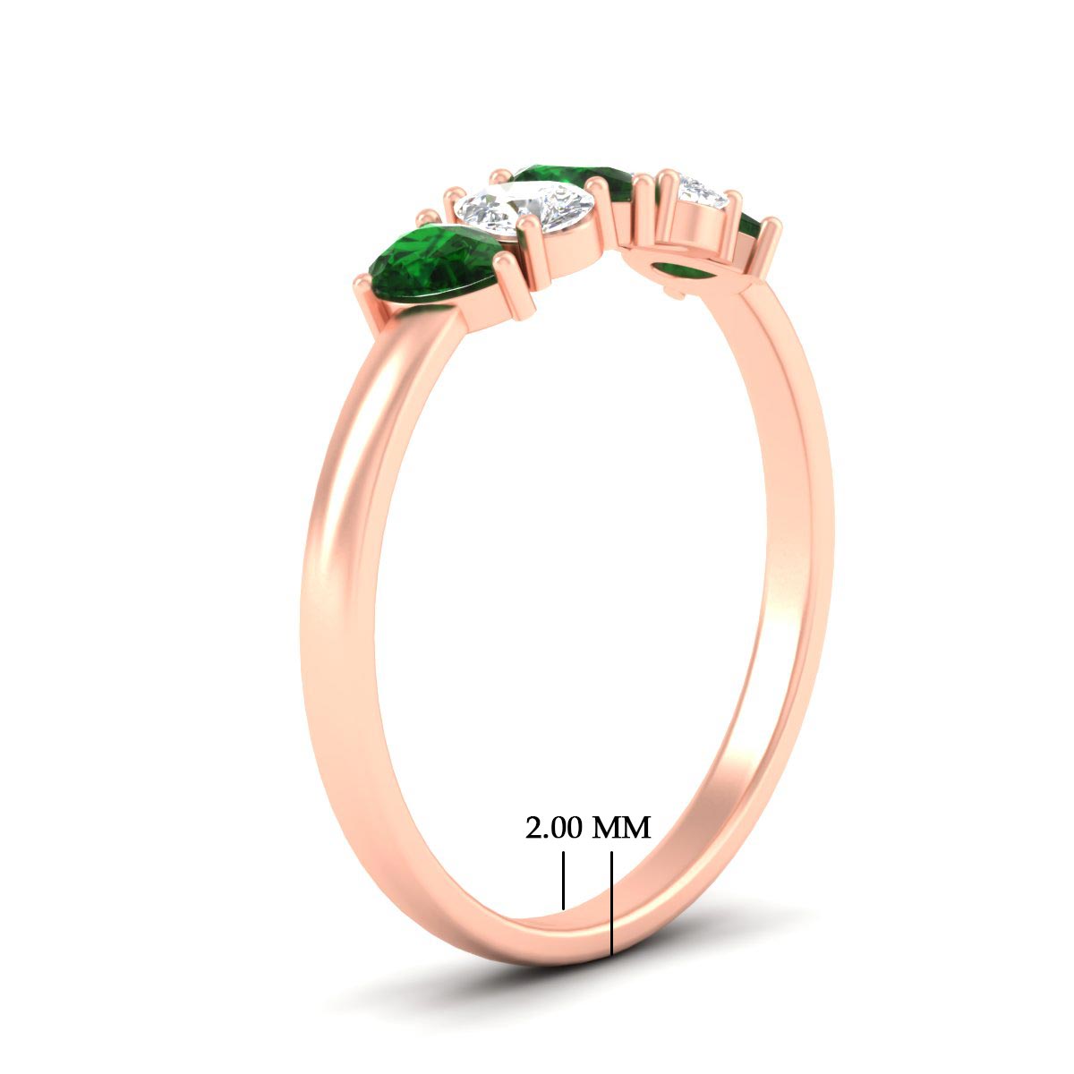 0.75 Carat 5 Stone Wedding Band Diamond Teardrop