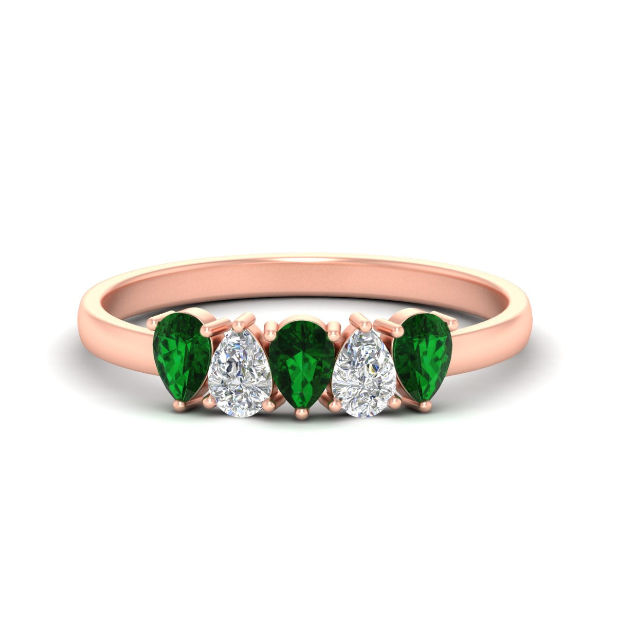 0.75 Carat 5 Stone Wedding Band Diamond Teardrop