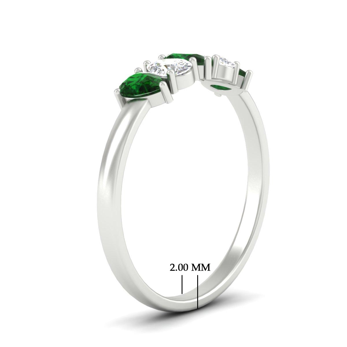 0.75 Carat 5 Stone Wedding Band Diamond Teardrop