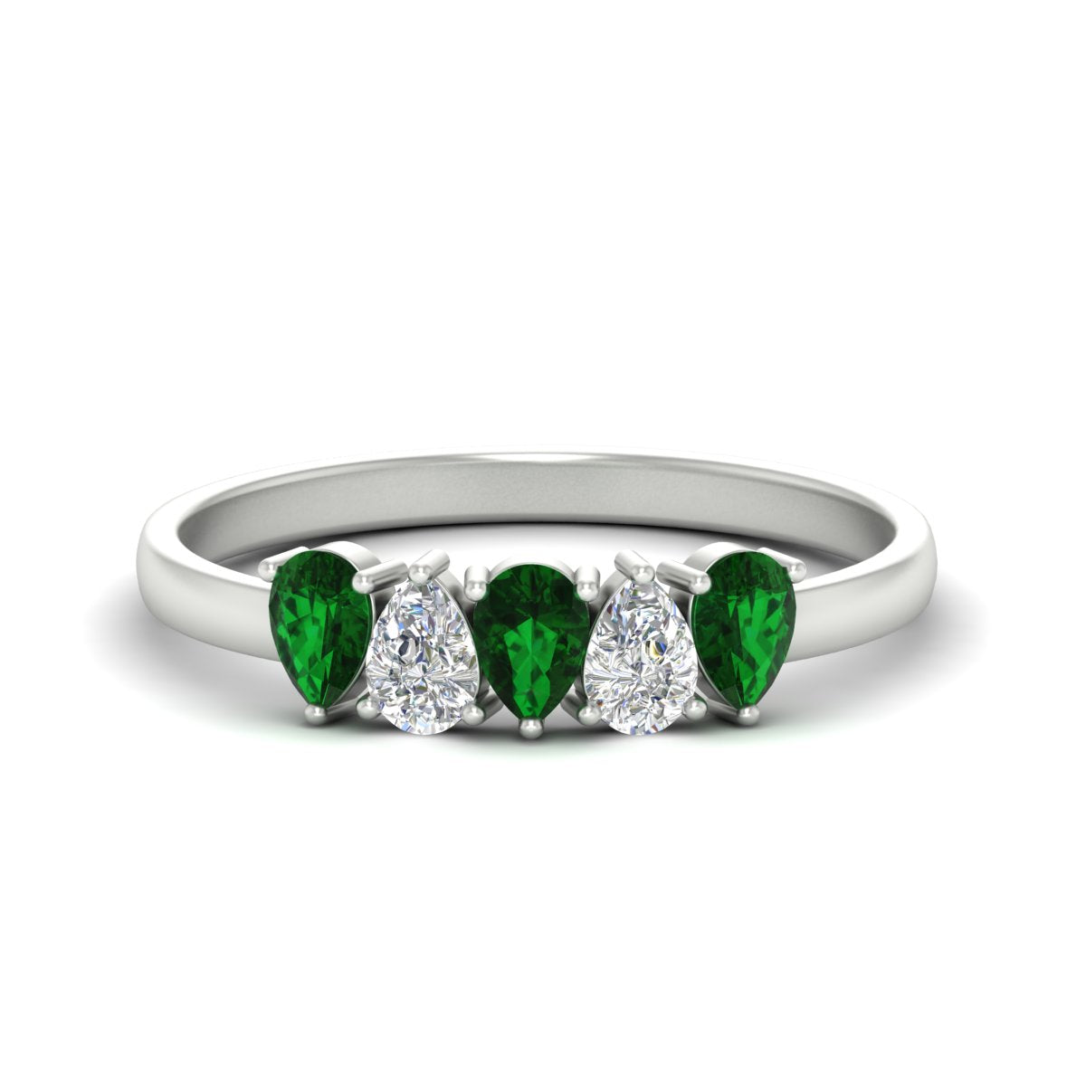 0.75 Carat 5 Stone Wedding Band Diamond Teardrop
