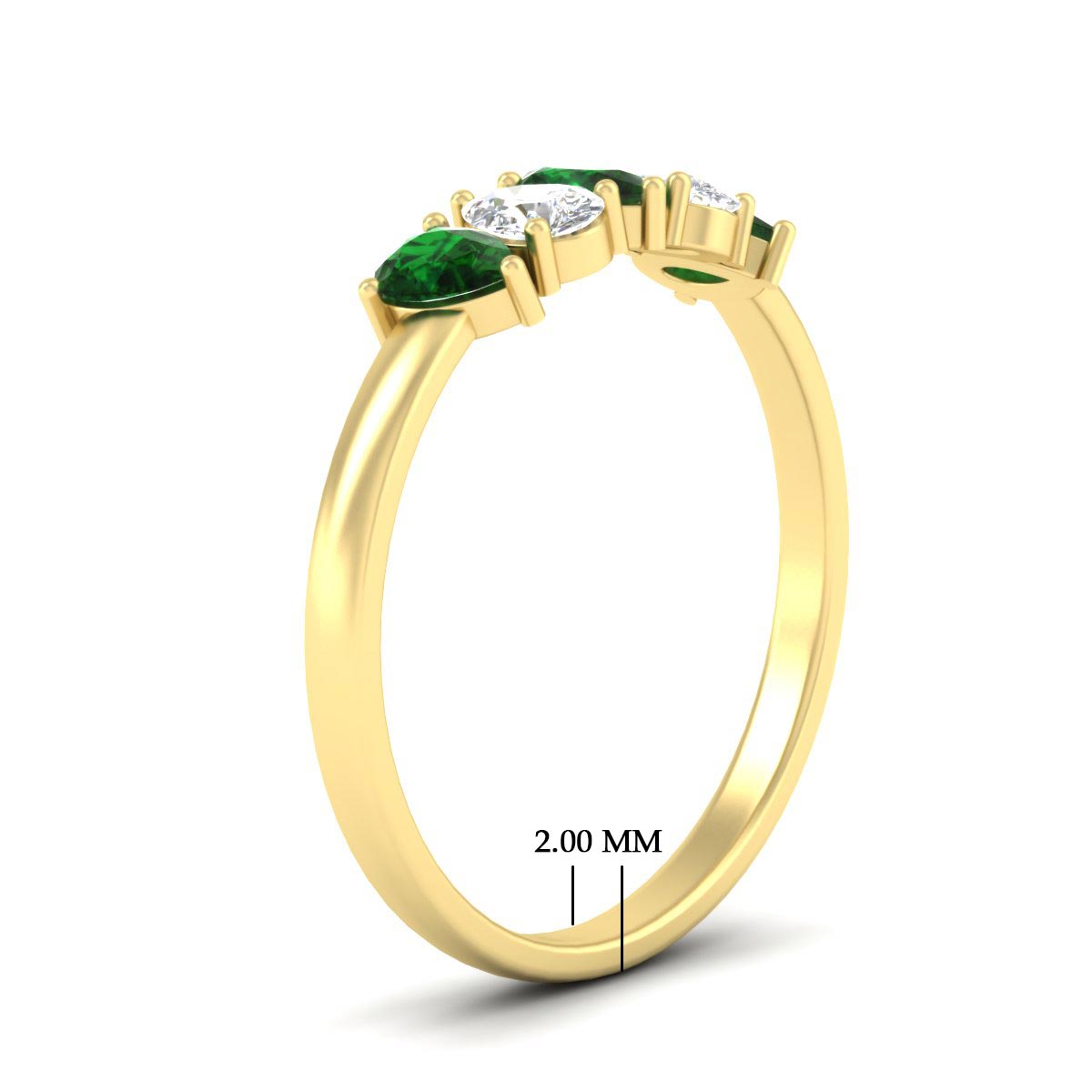 0.75 Carat 5 Stone Wedding Band Diamond Teardrop