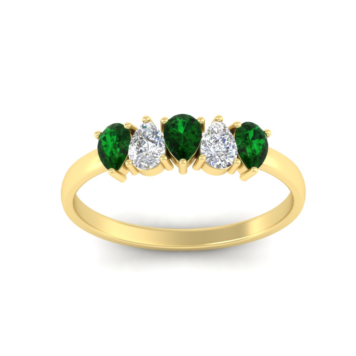 0.75 Carat 5 Stone Wedding Band Diamond Teardrop