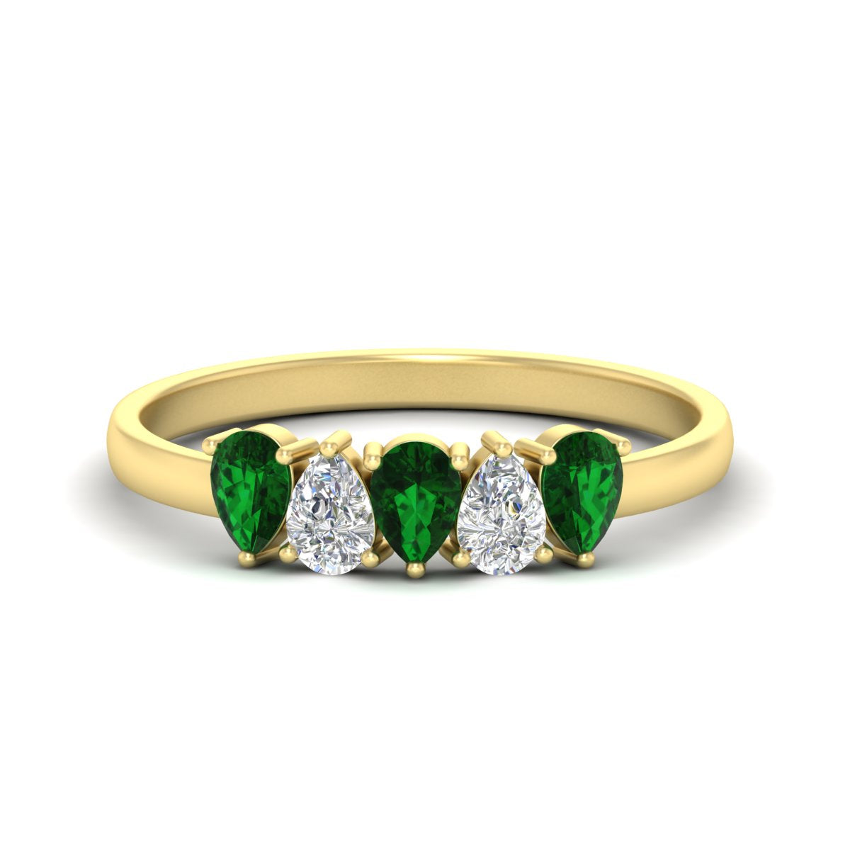 0.75 Carat 5 Stone Wedding Band Diamond Teardrop