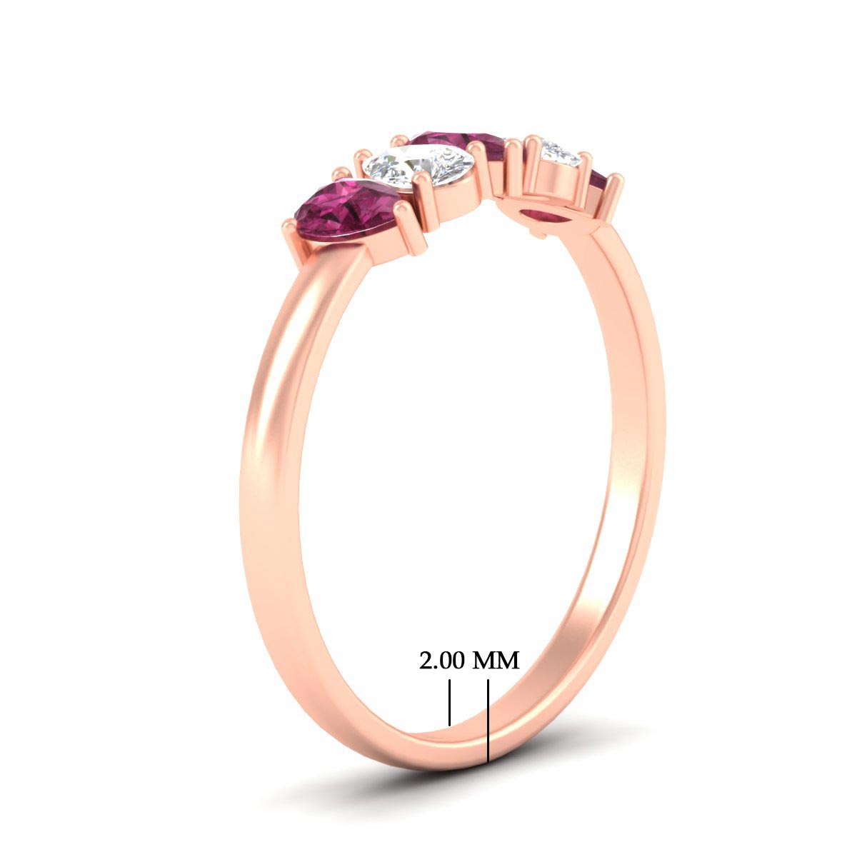 0.75 Carat 5 Stone Wedding Band Diamond Teardrop