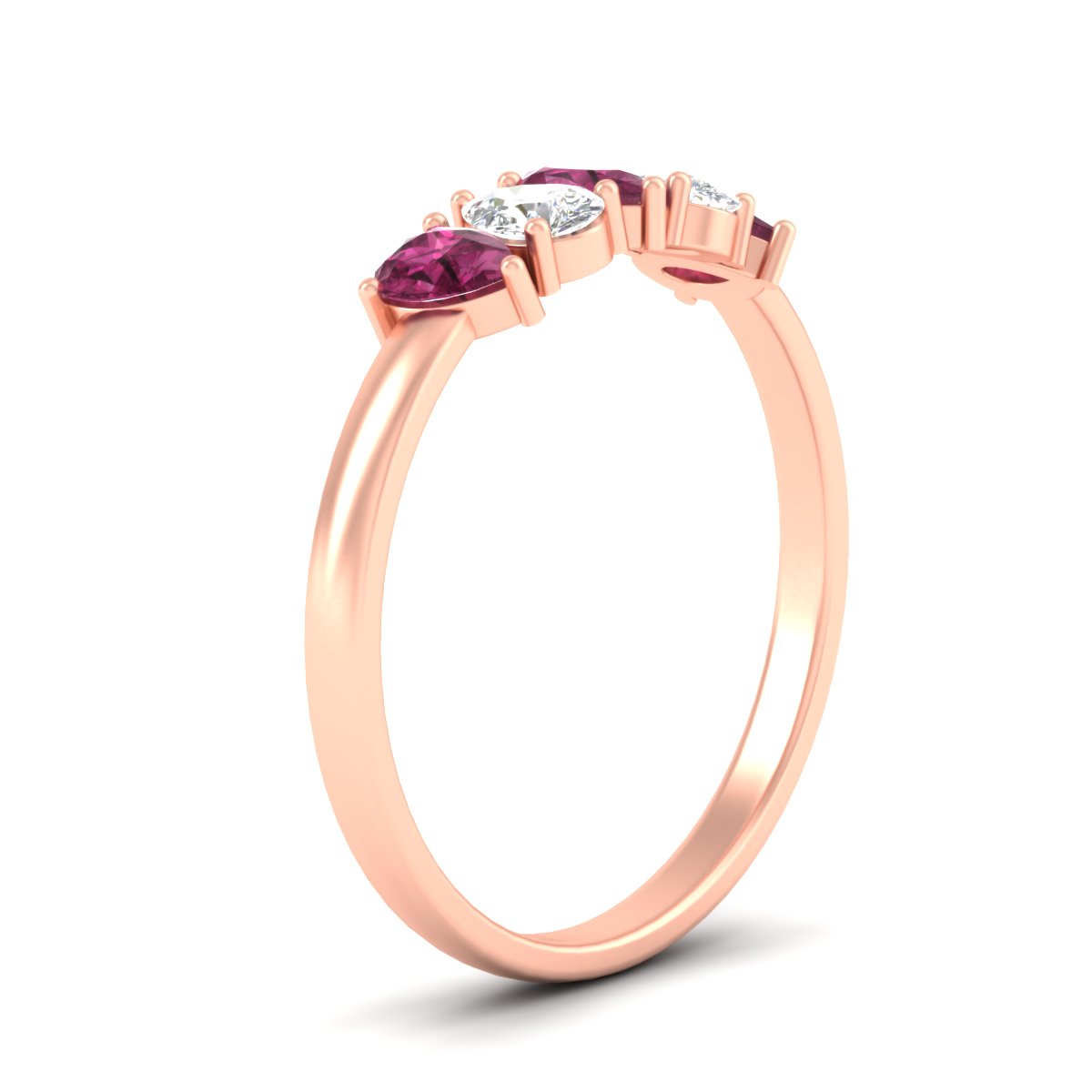 0.75 Carat 5 Stone Wedding Band Diamond Teardrop
