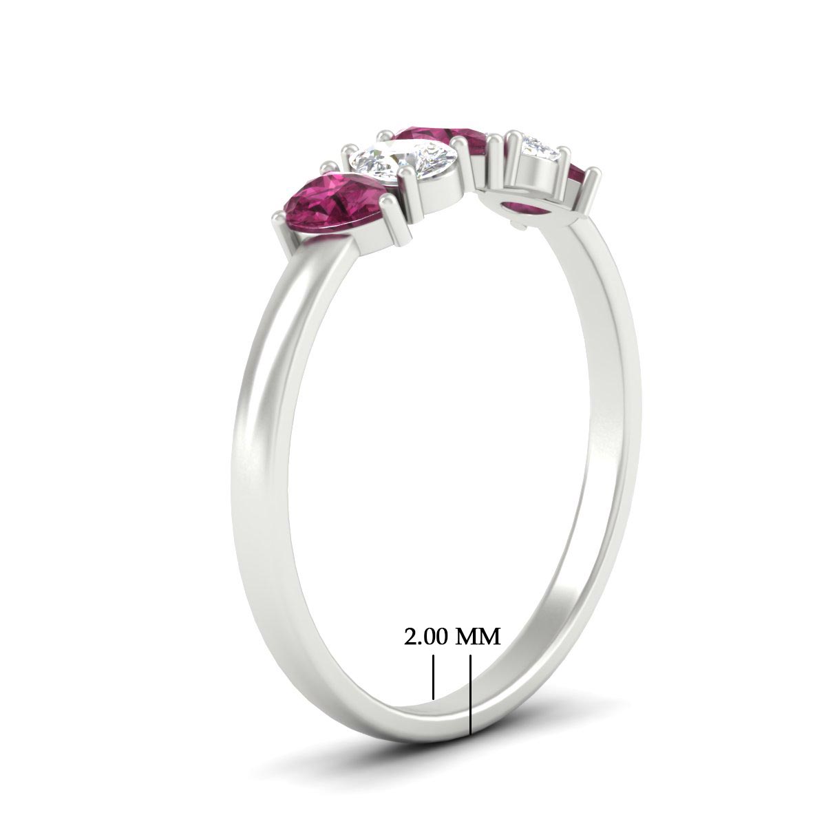 0.75 Carat 5 Stone Wedding Band Diamond Teardrop