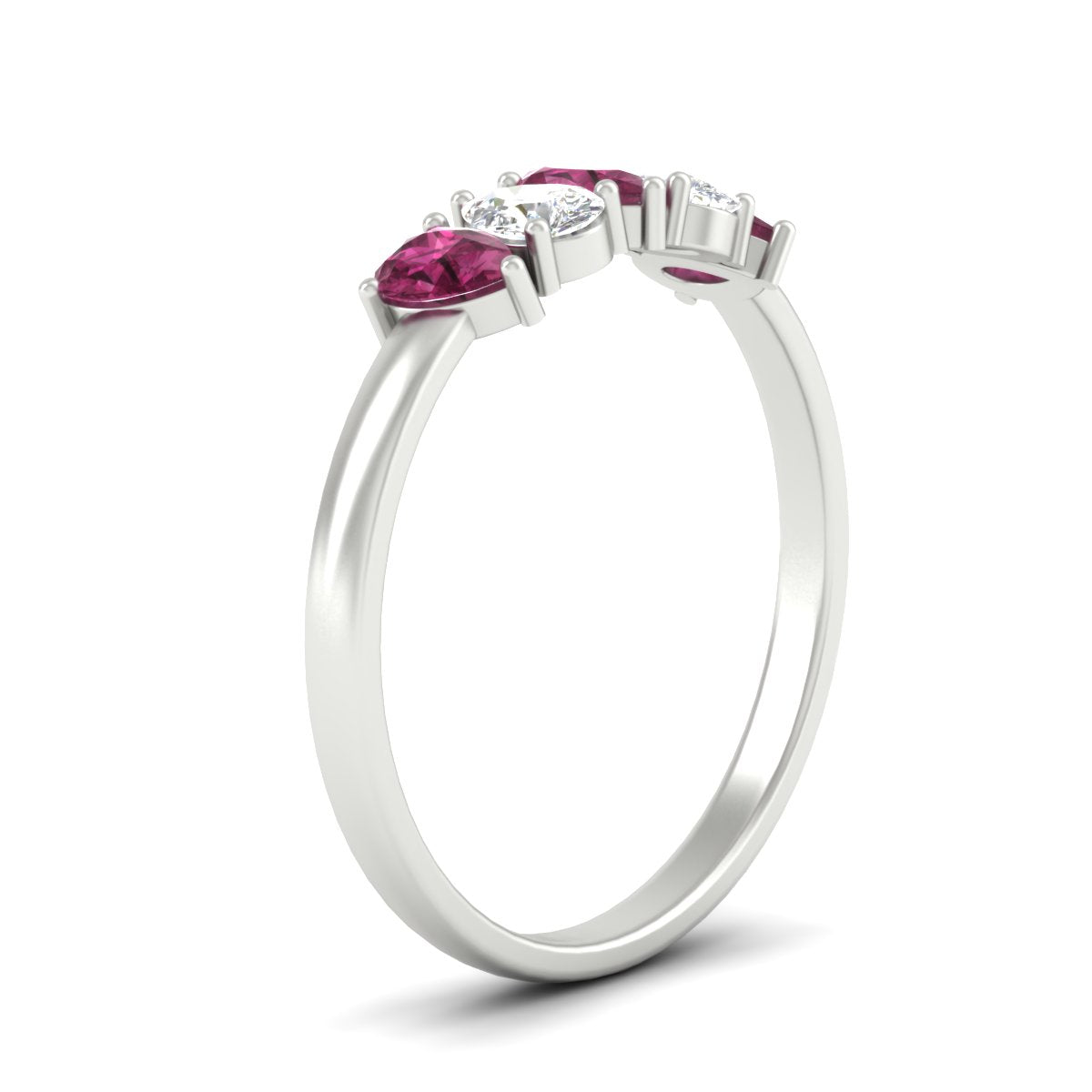 0.75 Carat 5 Stone Wedding Band Diamond Teardrop