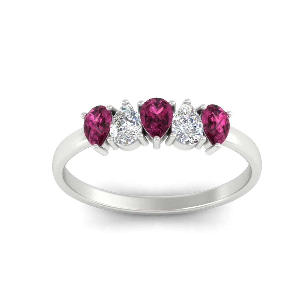 0.75 Carat 5 Stone Wedding Band Diamond Teardrop
