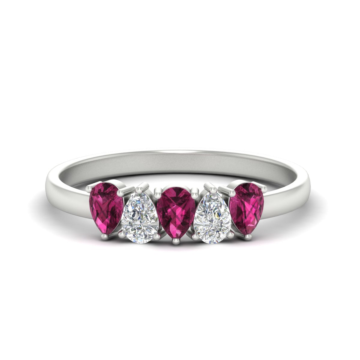 0.75 Carat 5 Stone Wedding Band Diamond Teardrop