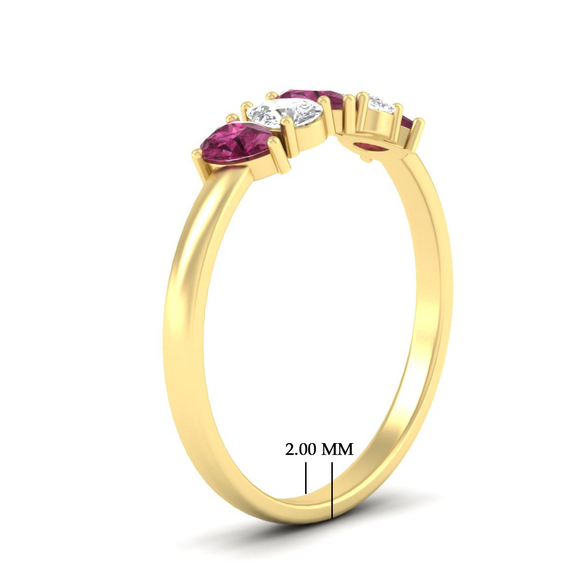 0.75 Carat 5 Stone Wedding Band Diamond Teardrop