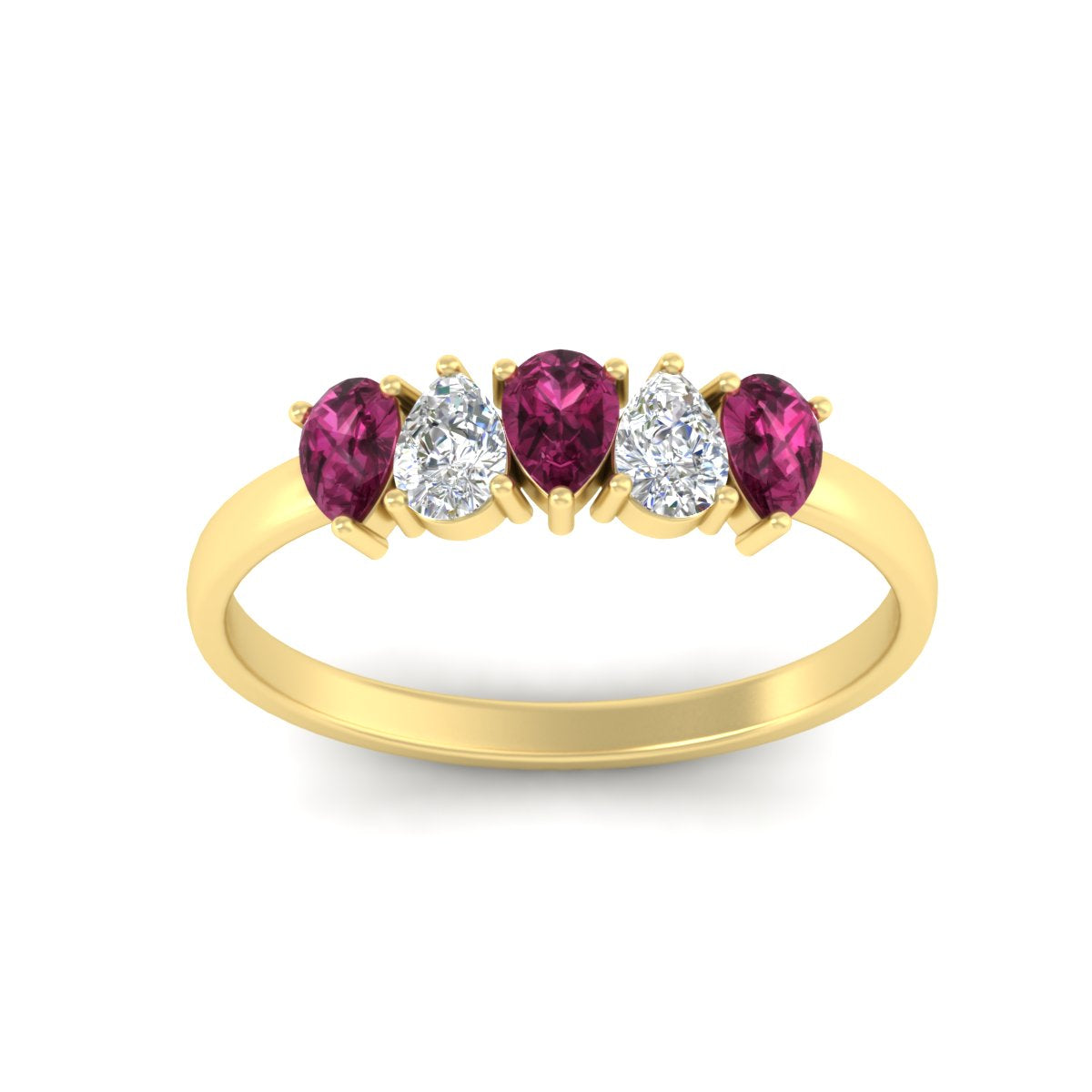 0.75 Carat 5 Stone Wedding Band Diamond Teardrop
