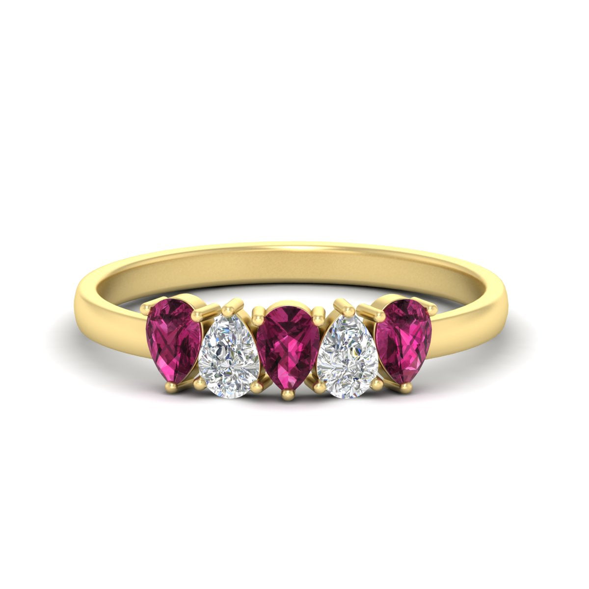 0.75 Carat 5 Stone Wedding Band Diamond Teardrop