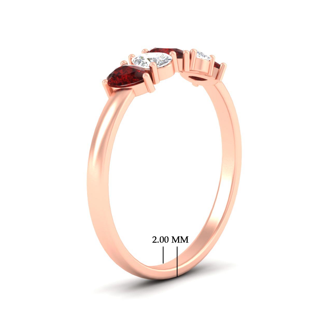 0.75 Carat 5 Stone Wedding Band Diamond Teardrop