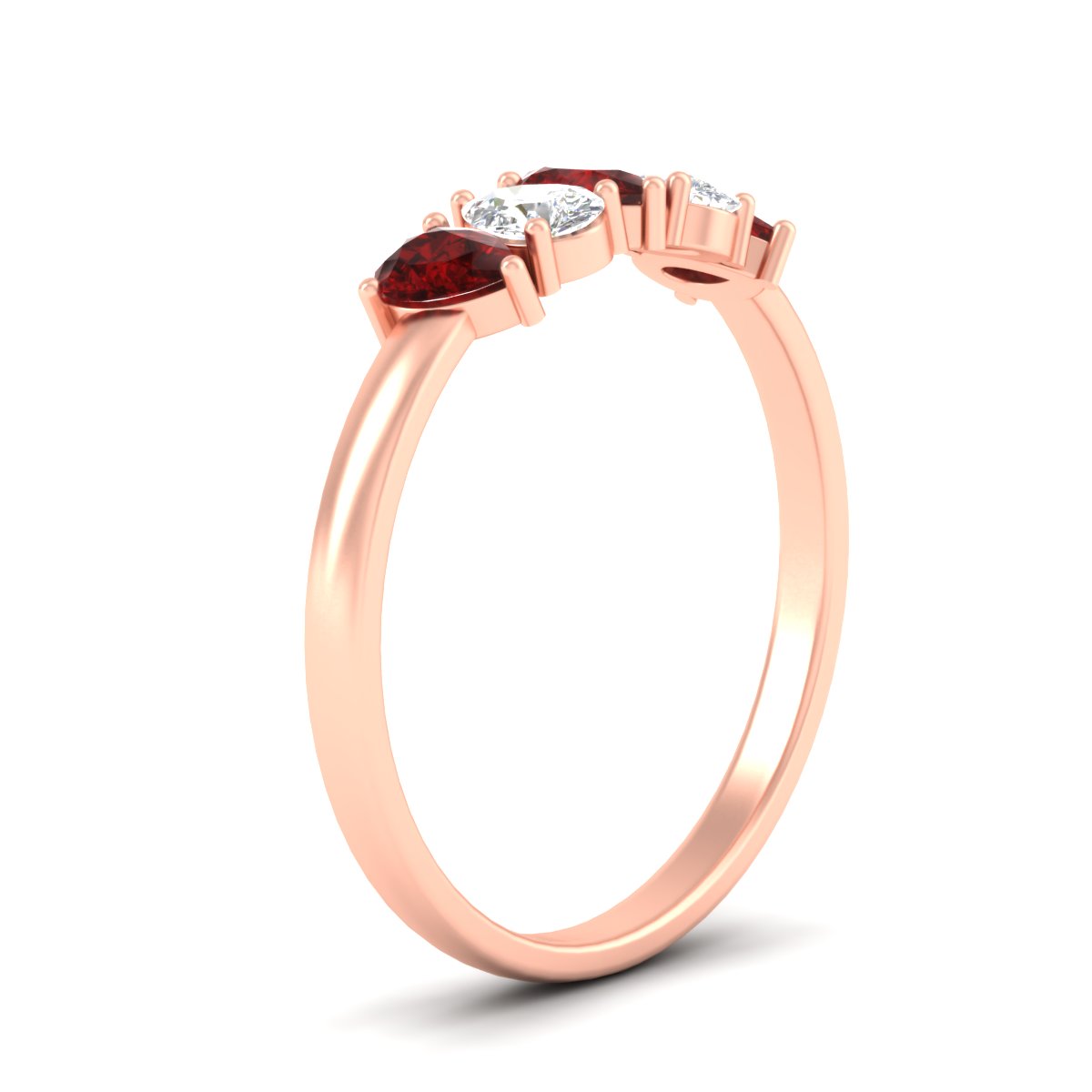 0.75 Carat 5 Stone Wedding Band Diamond Teardrop