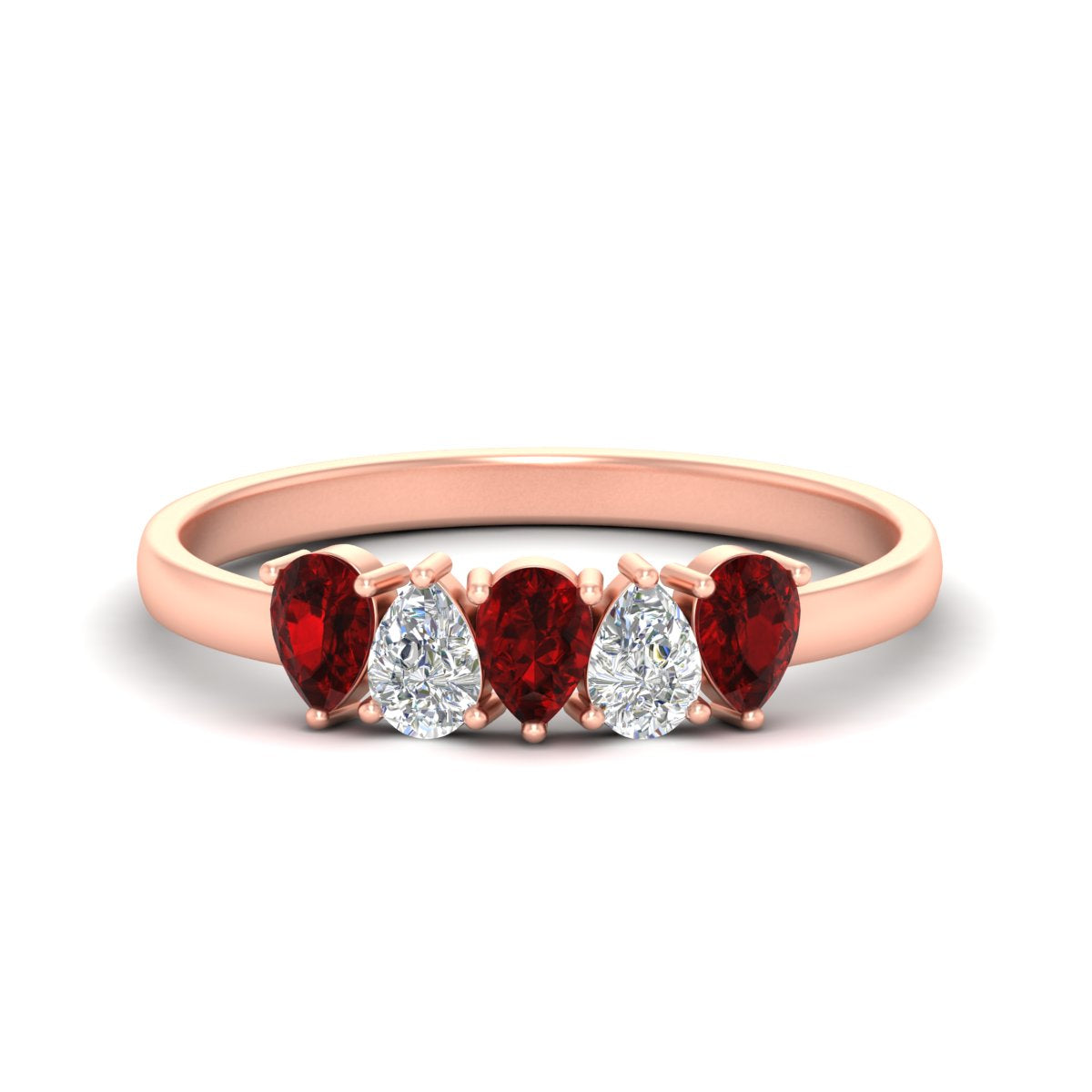 0.75 Carat 5 Stone Wedding Band Diamond Teardrop