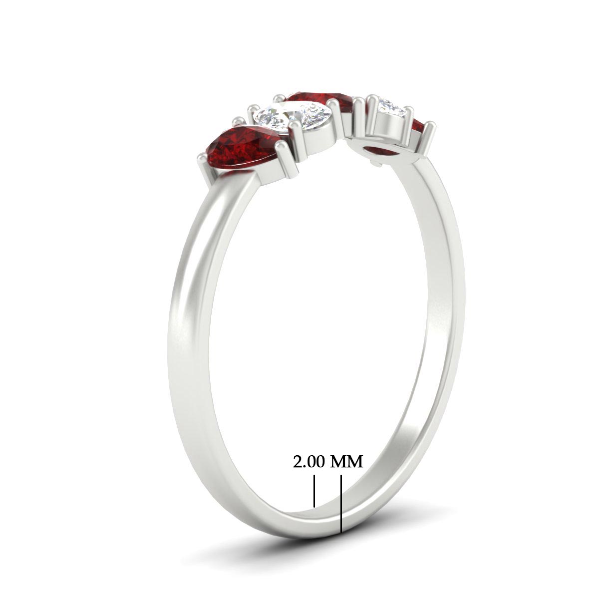 0.75 Carat 5 Stone Wedding Band Diamond Teardrop