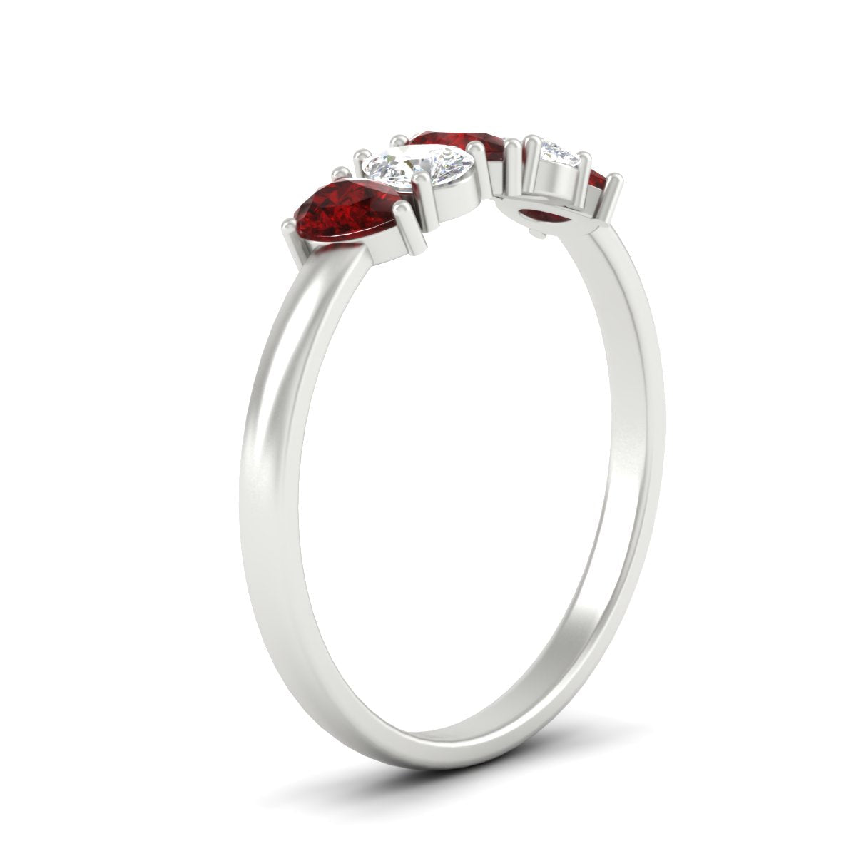 0.75 Carat 5 Stone Wedding Band Diamond Teardrop