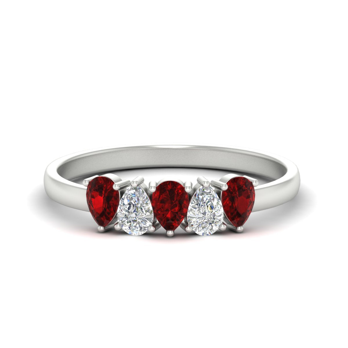 0.75 Carat 5 Stone Wedding Band Diamond Teardrop