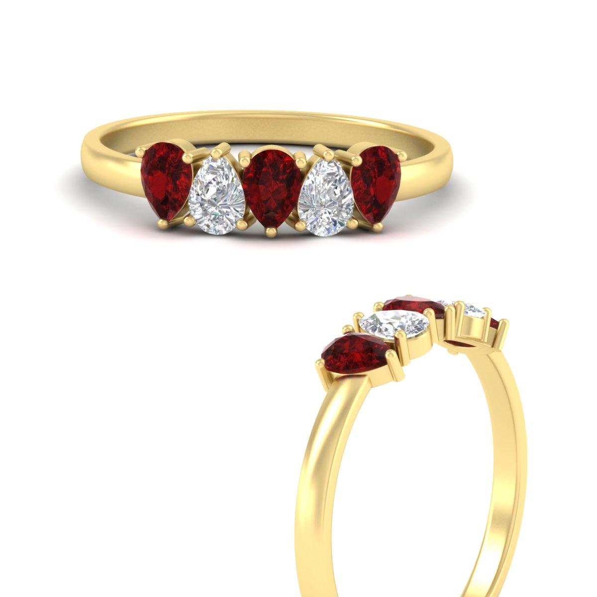 0.75 Carat 5 Stone Wedding Band Diamond Teardrop