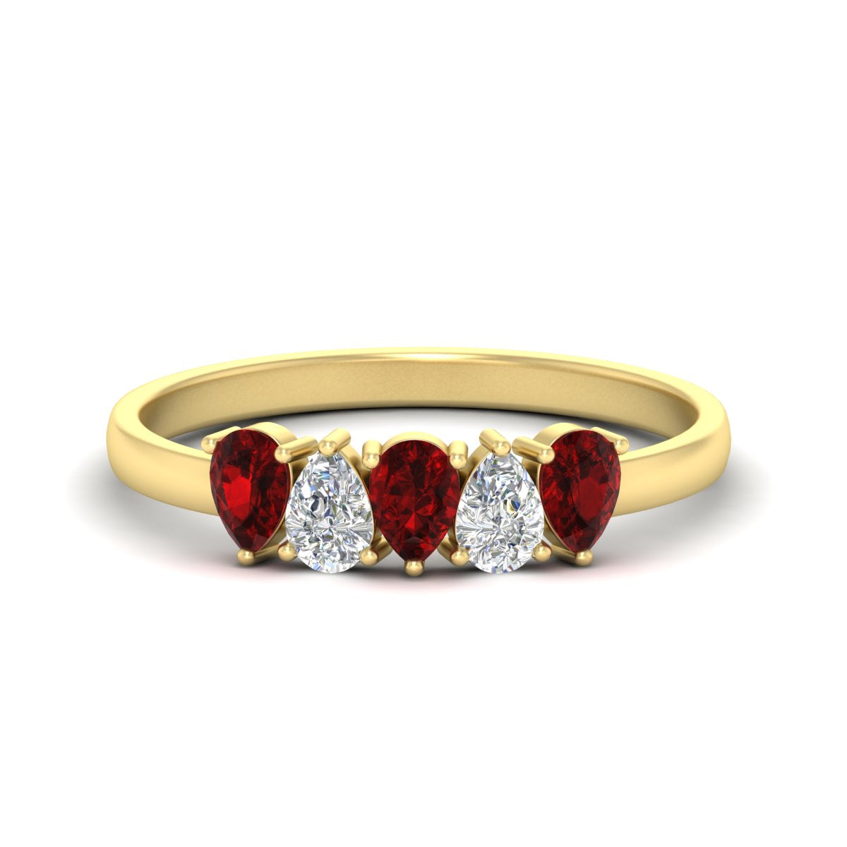 0.75 Carat 5 Stone Wedding Band Diamond Teardrop