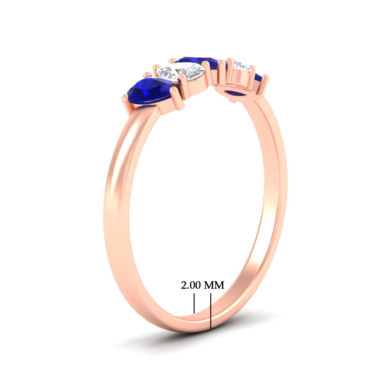 0.75 Carat 5 Stone Wedding Band Diamond Teardrop