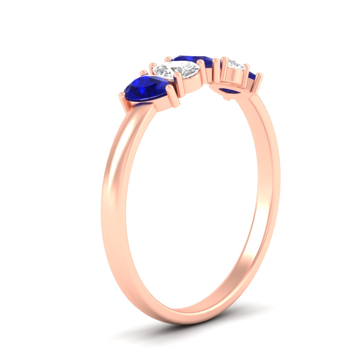 0.75 Carat 5 Stone Wedding Band Diamond Teardrop