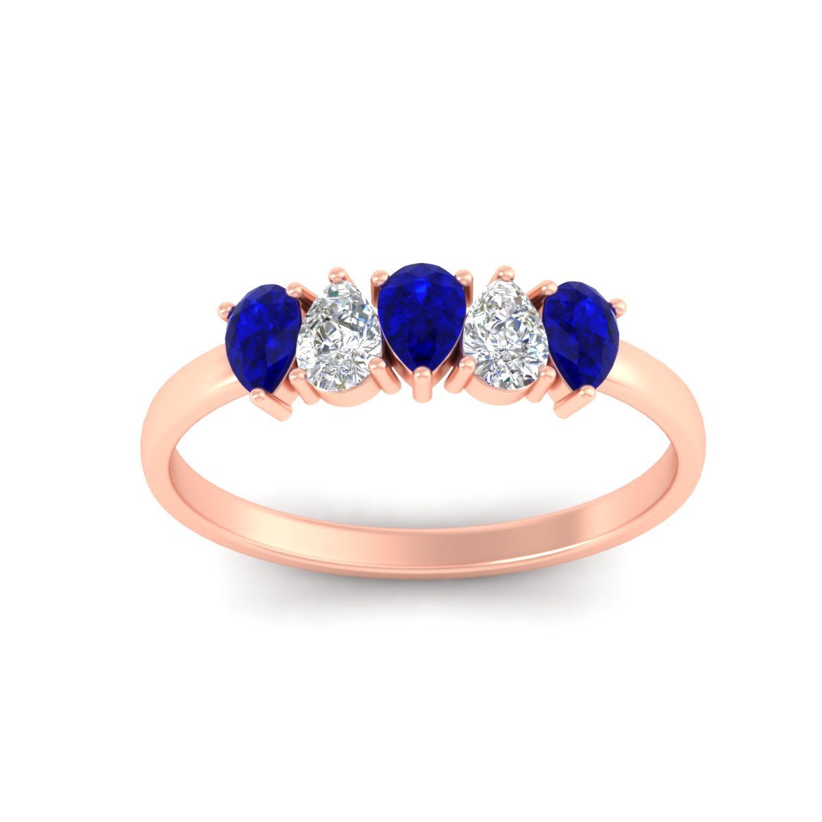 0.75 Carat 5 Stone Wedding Band Diamond Teardrop