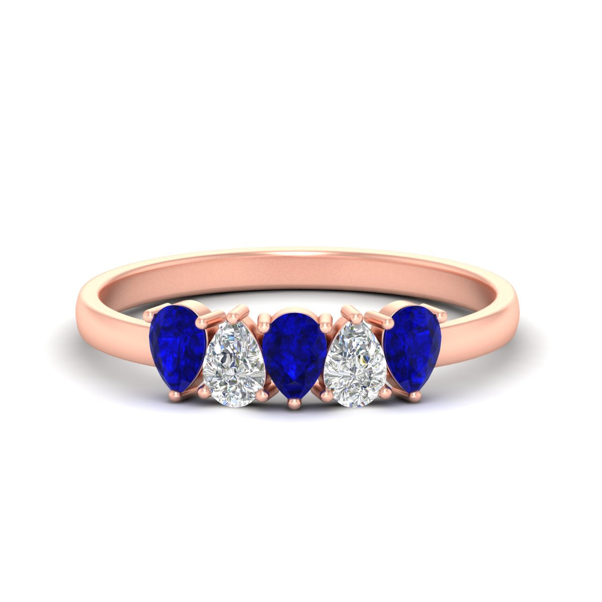 0.75 Carat 5 Stone Wedding Band Diamond Teardrop