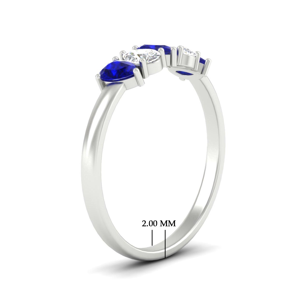 0.75 Carat 5 Stone Wedding Band Diamond Teardrop