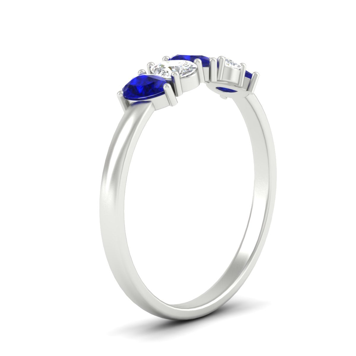 0.75 Carat 5 Stone Wedding Band Diamond Teardrop