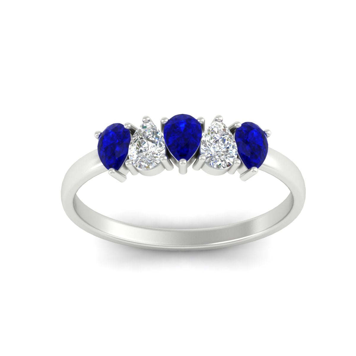 0.75 Carat 5 Stone Wedding Band Diamond Teardrop