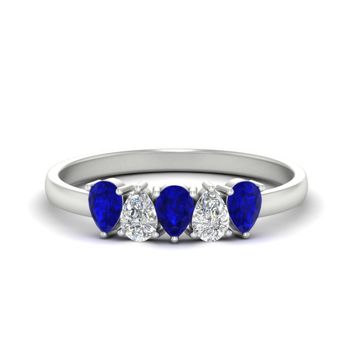 0.75 Carat 5 Stone Wedding Band Diamond Teardrop