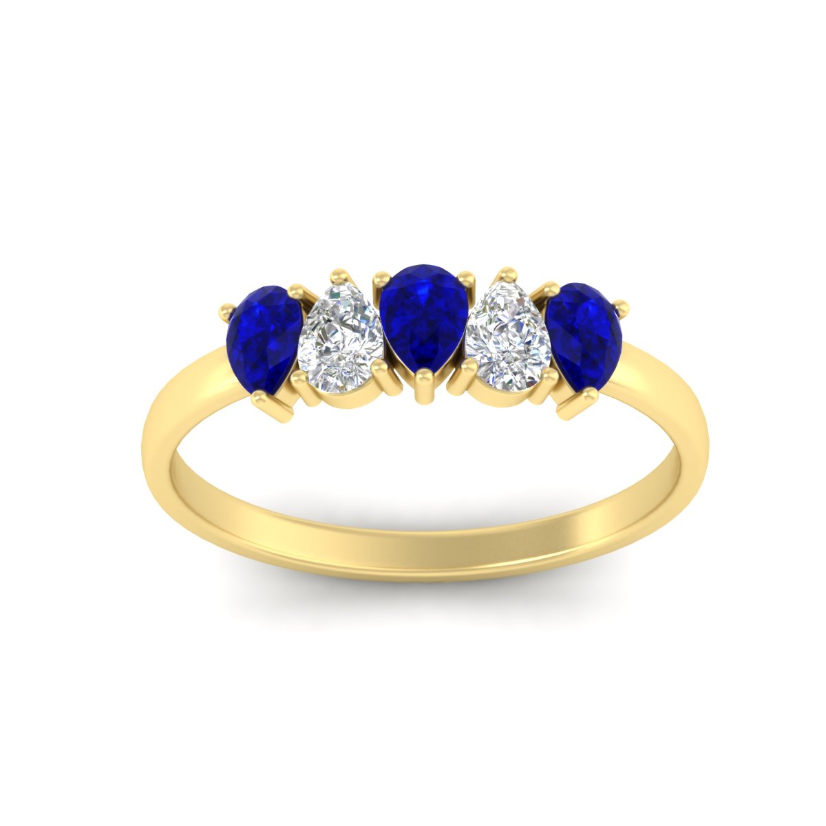 0.75 Carat 5 Stone Wedding Band Diamond Teardrop