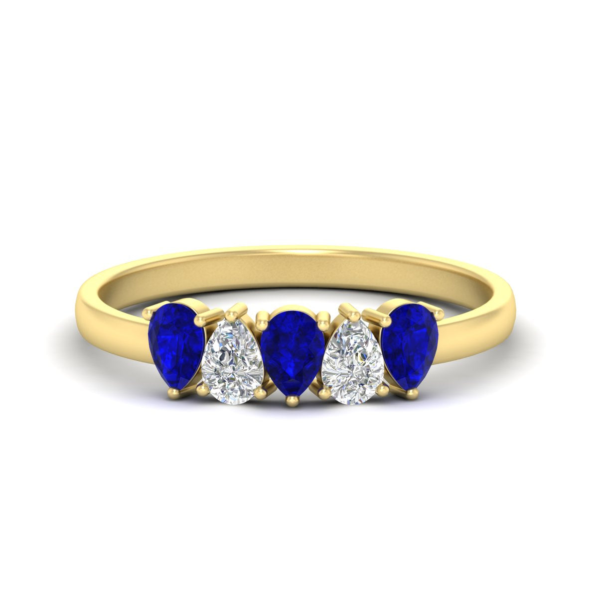 0.75 Carat 5 Stone Wedding Band Diamond Teardrop