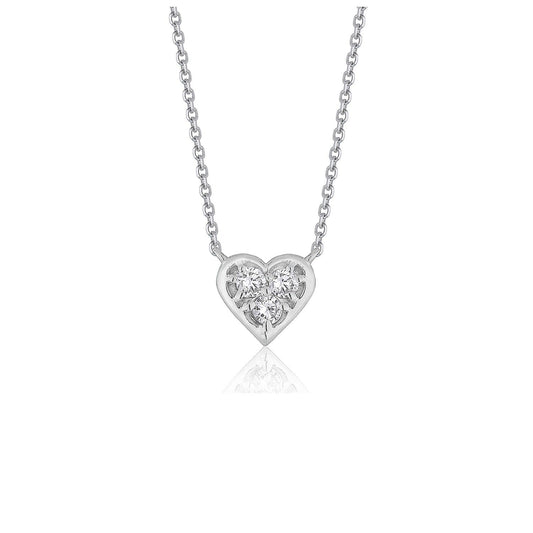 Diamond Heart Design Pendant in 14k White Gold