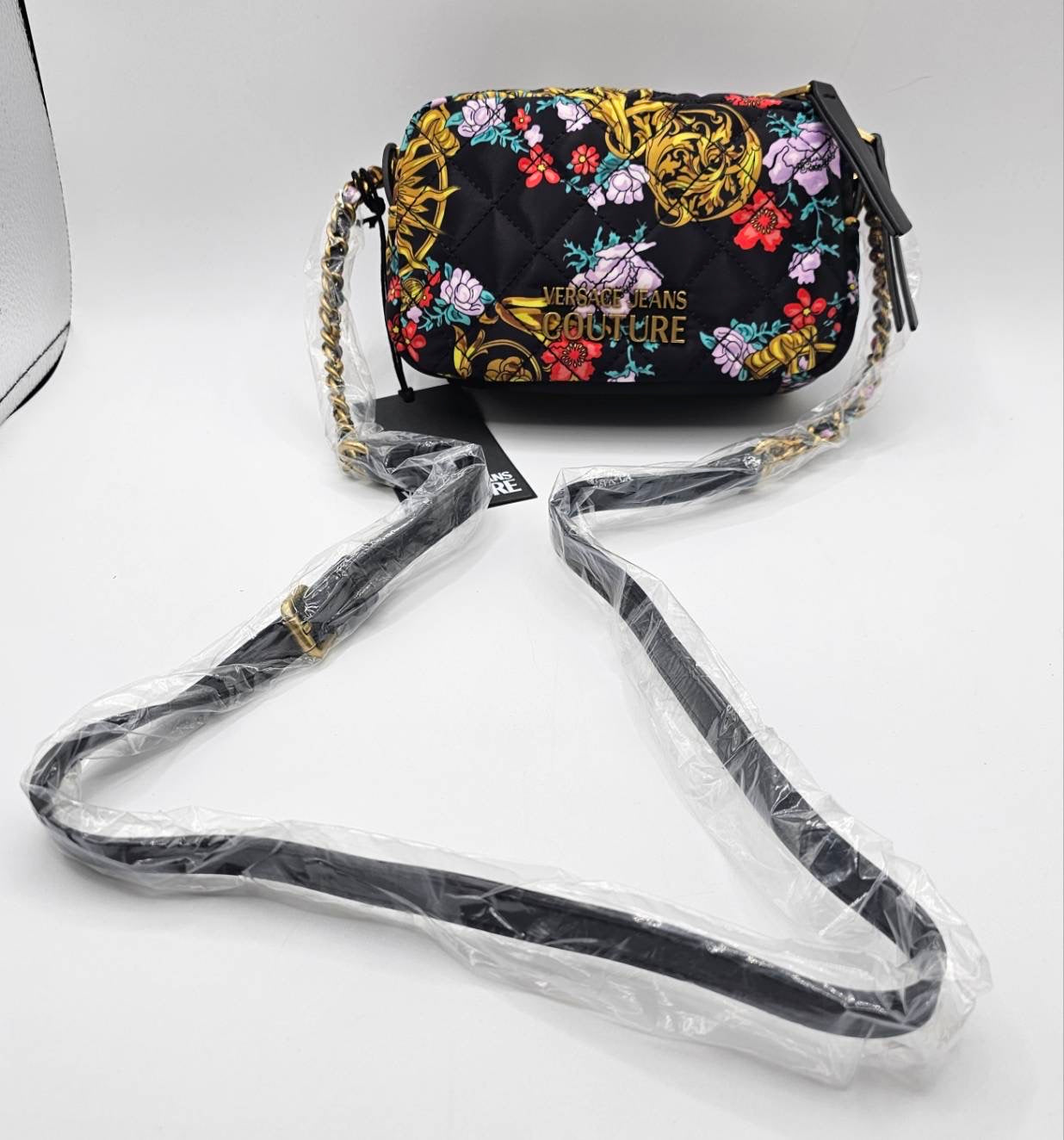 Versace Jeans Couture Floral Pattern Quilted Crossbody