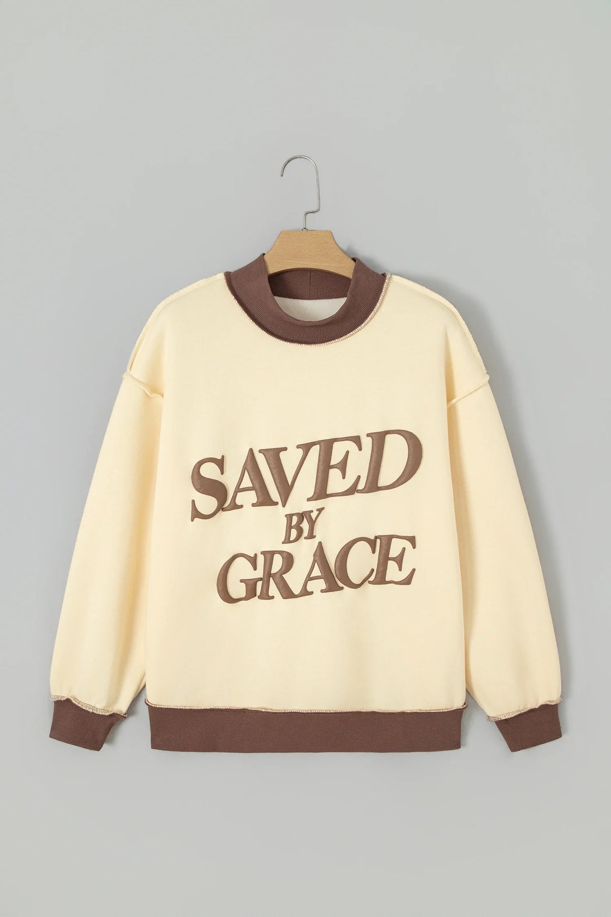 Saved By Grace Colorblock Mock Neck Oversized Sweatshirt