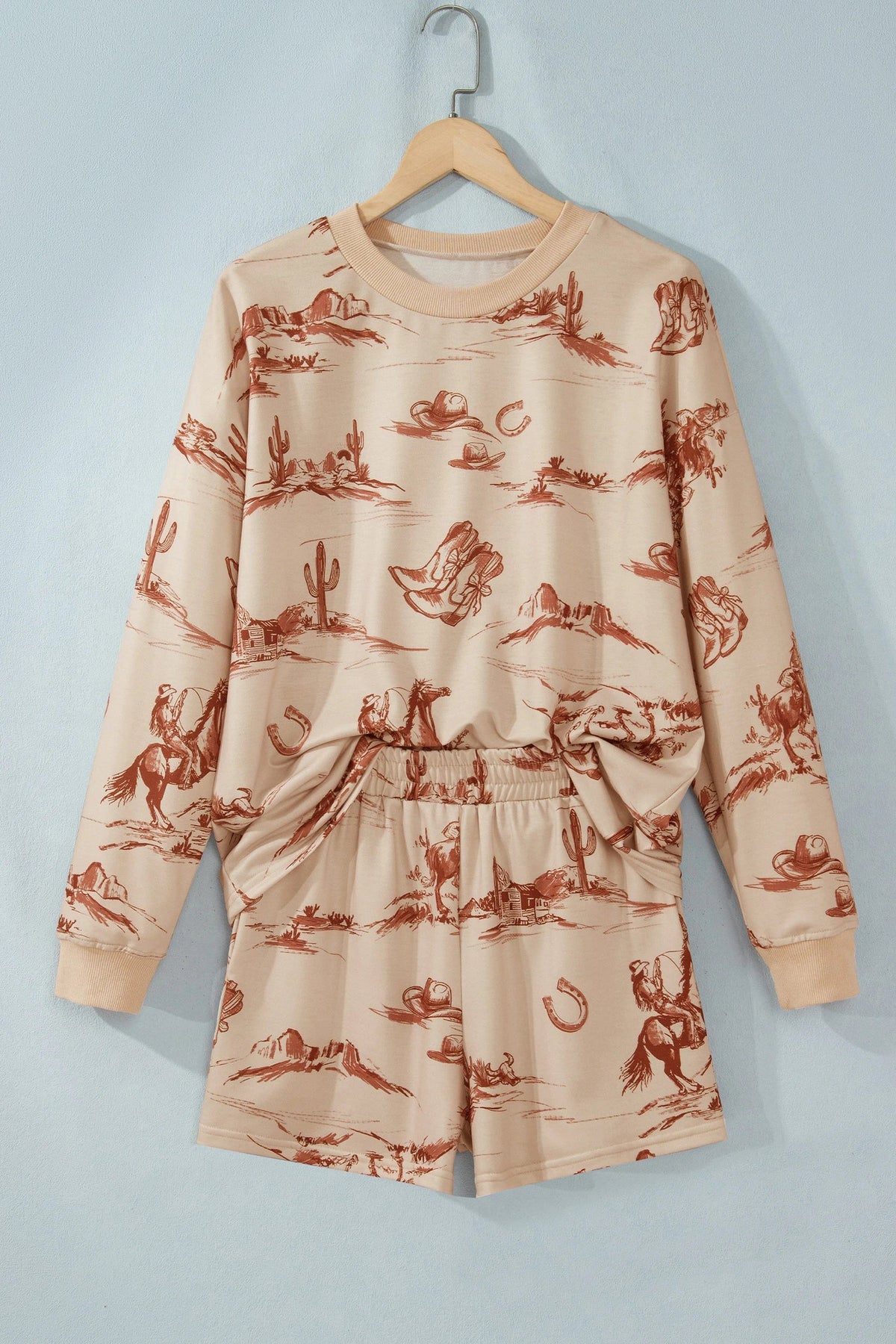 Western Long Sleeve Top & Shorts Set