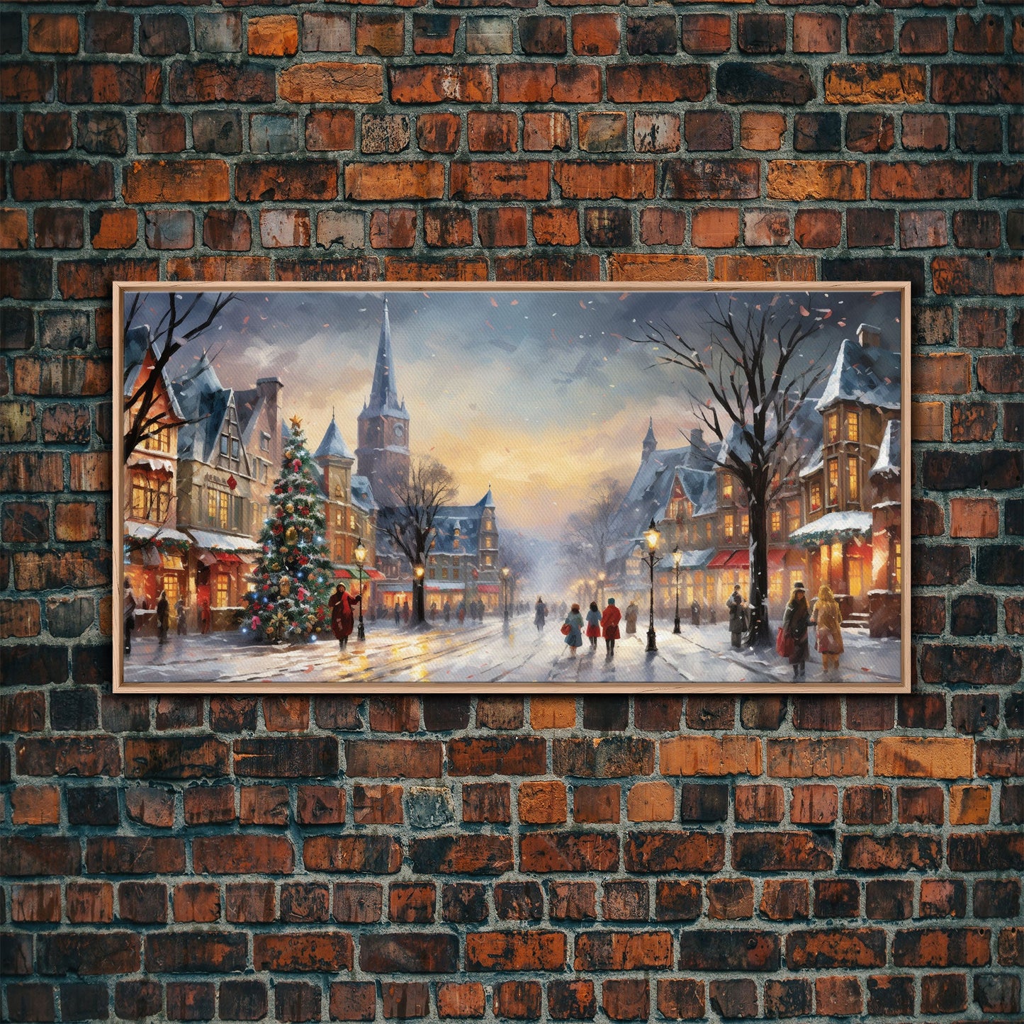 Retro Christmas Winter Wonderland Framed Canvas Print - Christmas Decoration - Christmas Art - Christmas Living Room Decor