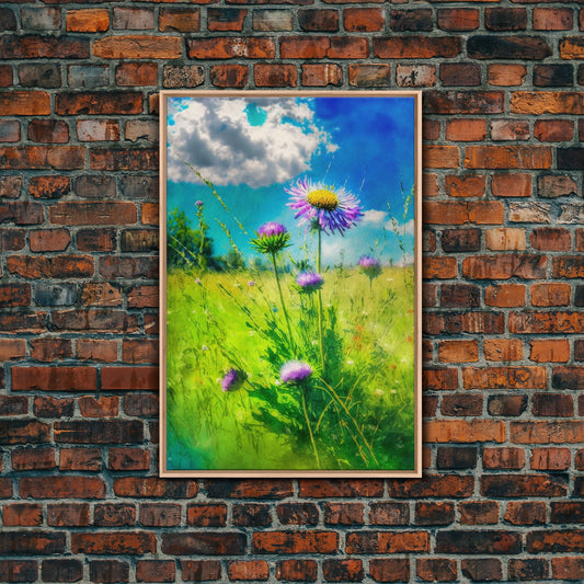 Dandelion Canvas | Framed Dandelion Print | Dandelion Wall Art | Vintage Style | Wildflowers Art | Wildflowers Print | Wall Decor | Weeds