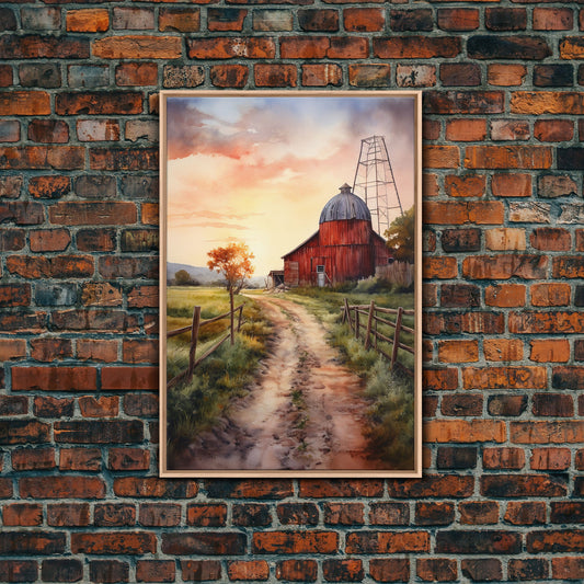 Country Roads at Sunset, Cottagecore Art, Framed Canvas, Poster Print, Wall Art, Rustic / Primitive Wall Art, Farmhouse Decor