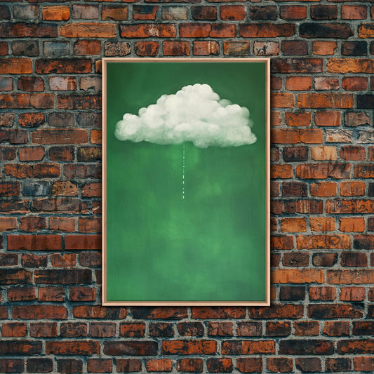 Dark Green Rain Cloud Wall Art, Framed Canvas Or Poster Print, Abstract Art Print, Minimalist Wall Decor, Maximalist Decor, Emerald Green