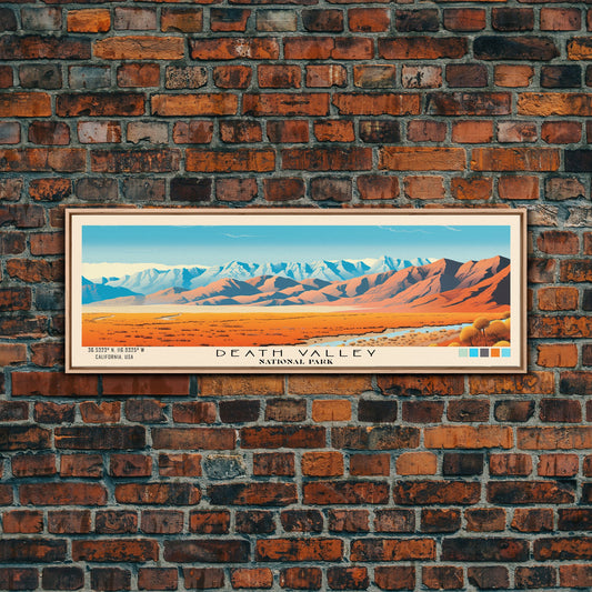 Death Valley National Park Panoramic Travel Art, National Park Print, Minimalist Travel Art, Subdued Watercolor Painting Panoramic