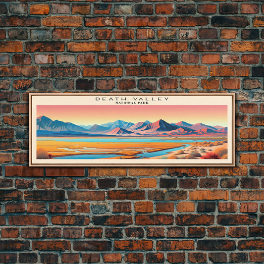 Death Valley National Park Panoramic Travel Art, National Park Print, Minimalist Travel Art, Subdued Watercolor Painting Panoramic