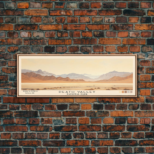 Death Valley National Park Panoramic Travel Art, National Park Print, Minimalist Travel Art, Subdued Watercolor Painting Panoramic