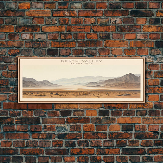Death Valley National Park Panoramic Travel Art, National Park Print, Minimalist Travel Art, Subdued Watercolor Painting Panoramic
